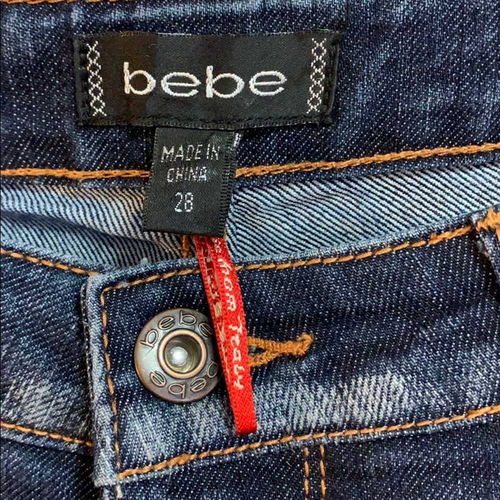 BEBE Denim | Dark Wash Bootcut Denim Pants Jeans Italian Fabric Fitted Low Rise - Picture 5 of 8